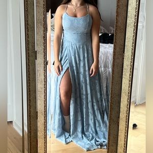 Lulu’s Blue Floral Prom Dress